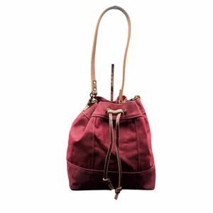 Thread & Canvas Co. Burgundy Canvas Leather Drawstring Bucket Bag USA